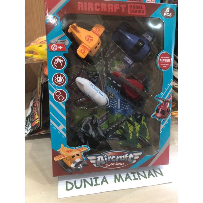 Mainan Pesawat Pullback isi 6pc