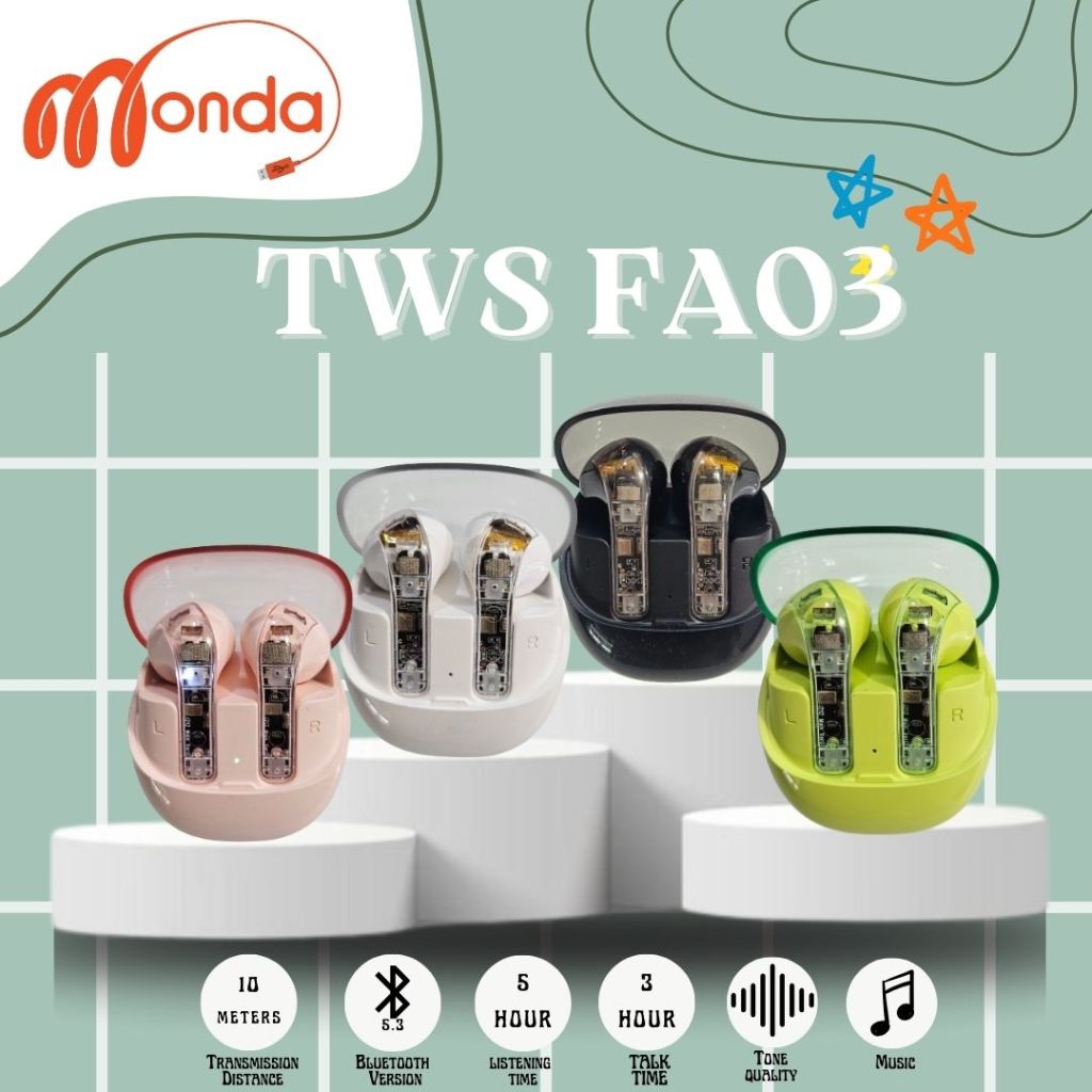 Monda Tech Wireless Earbuds FA03 Earphone Bluetooth TWS True Wireless