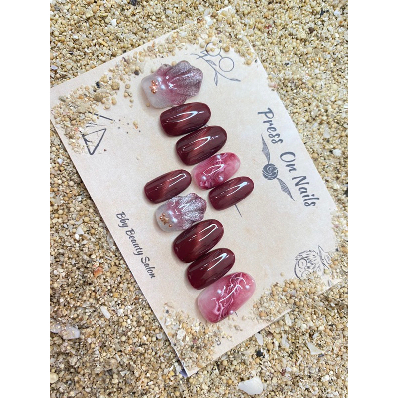 PressOnNails Kukune Bby || Maroon