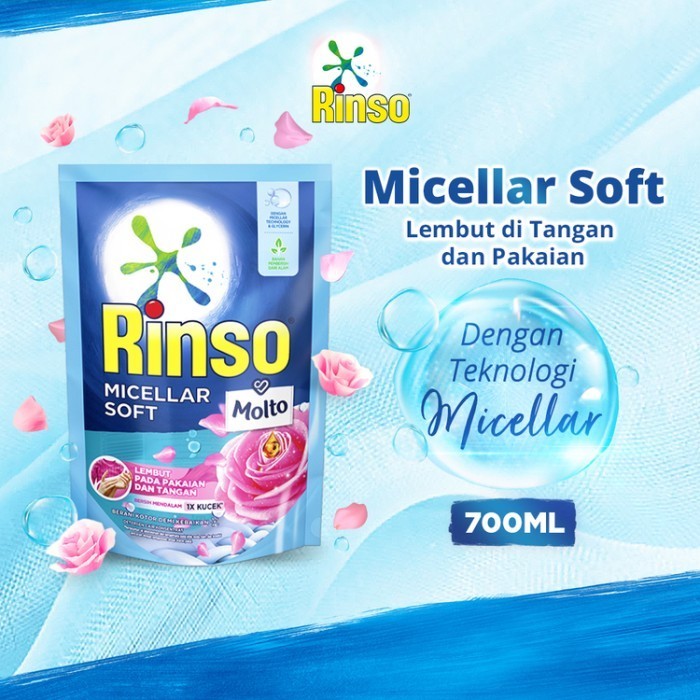 Rinso Deterjen Cair Micellar Soft Pouch 700ml