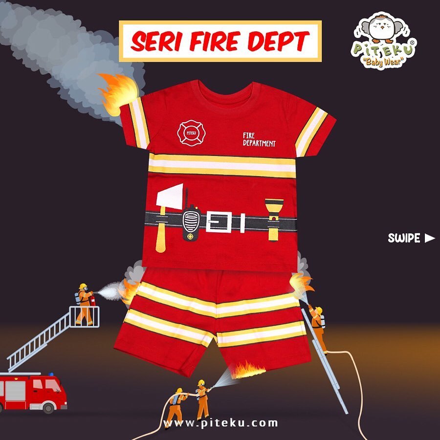 Piteku Setelan Pendek Fire Department