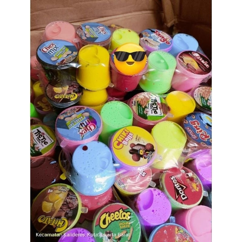 10pcs Mainan Slime Cup Stiker Snack