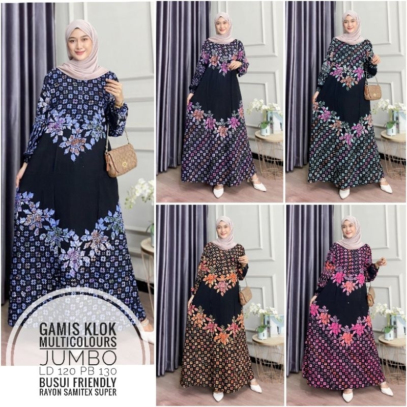 Gamis klok multicolour jumbo