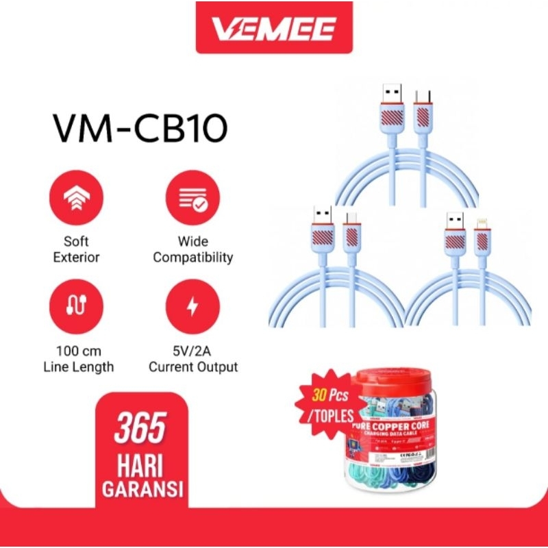 VEMEE VM-CB10L Lighting Kabel Data iPhone Eceran 2.0A