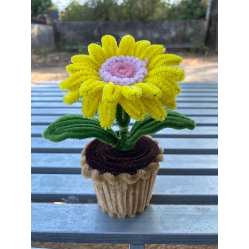 bunga pot mini kawat bulu