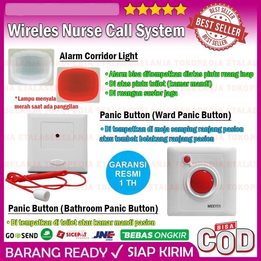 Wireless Nurse Call System - 1 Alarm - 2 Panic Button - Long Range