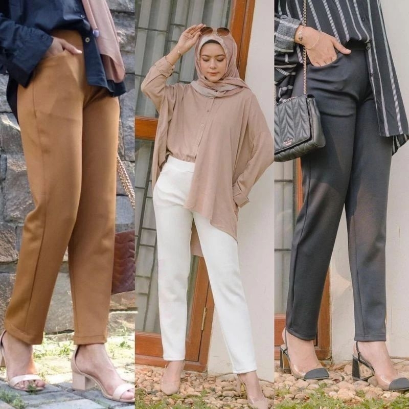 Celana basic scuba wanita jumbo / Momo pants basic scuba