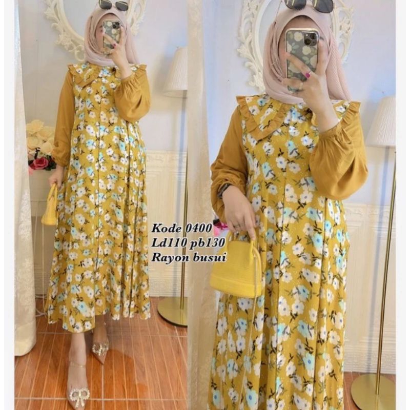 gamis motif bunga kode 0400