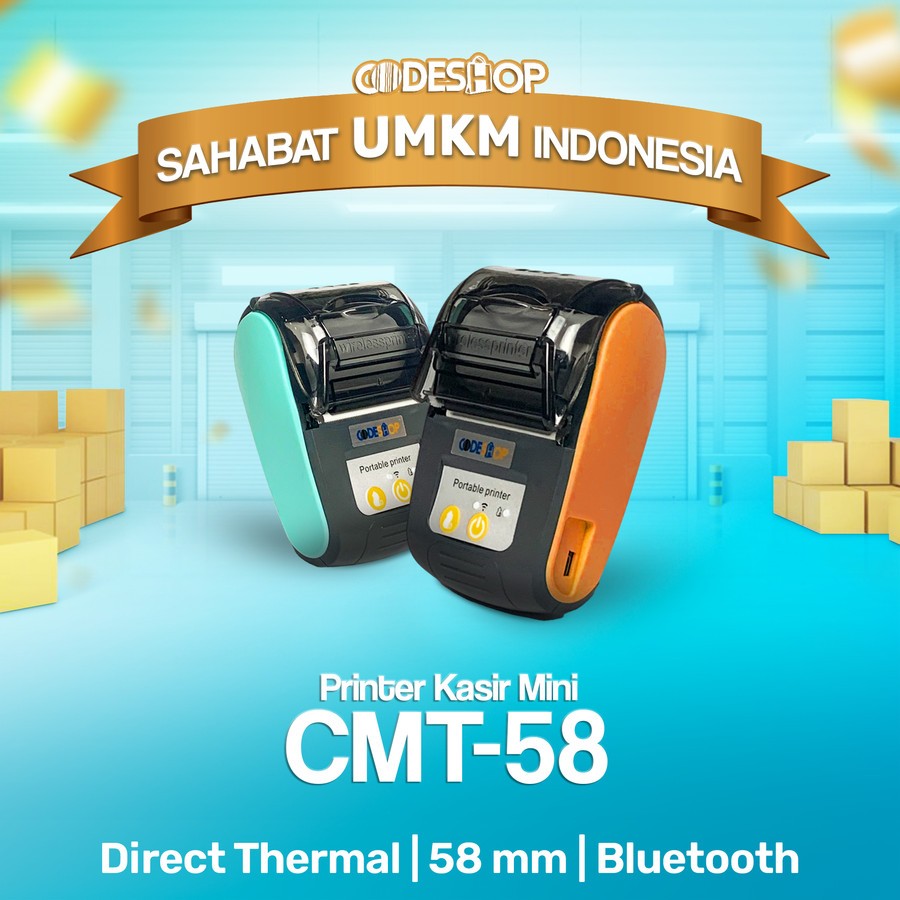 Printer Thermal Codeshop CM-T58 Portable 58 mm - Bluetooth (ORANGE)