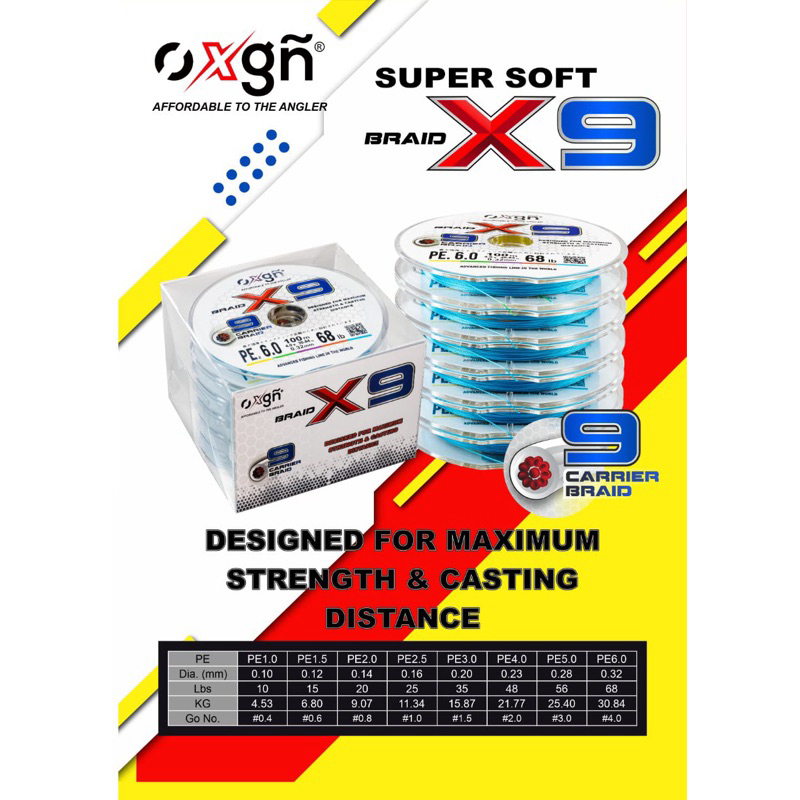 PE OXGN Super Soft Braid X9 100M Multicolor
