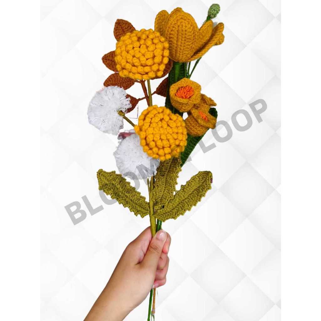 Bunga Rajut Bouquet Dandelion