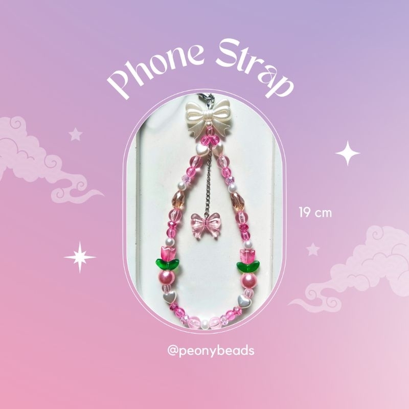 Pink Beads Phone Strap