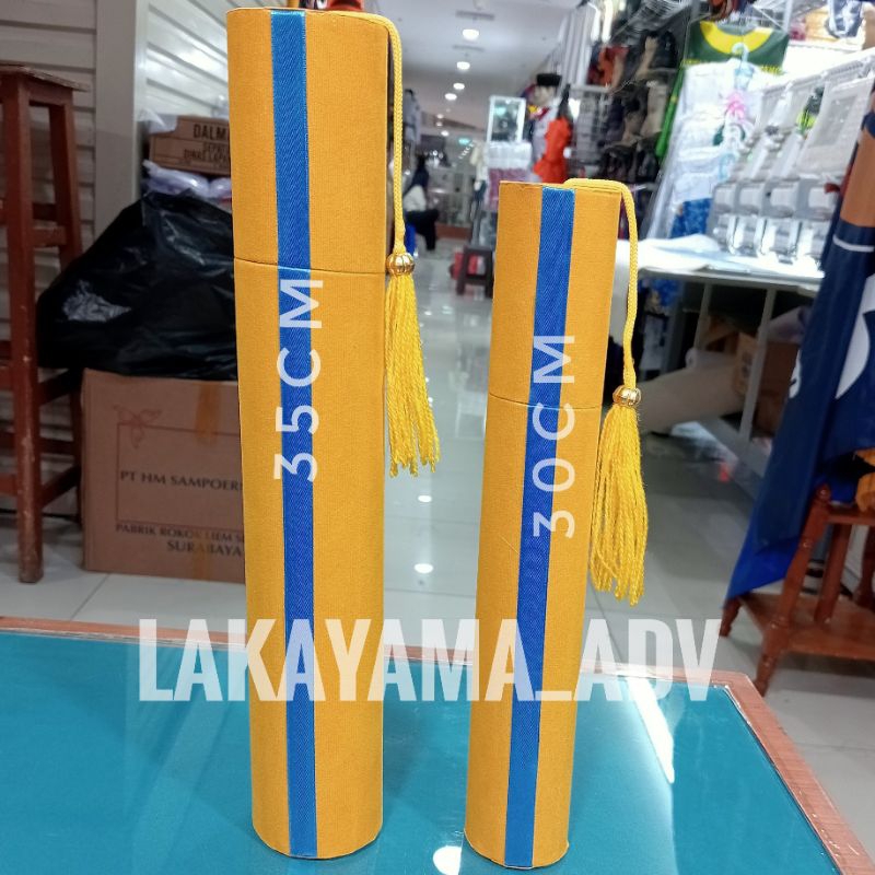 tabung wisuda kuning list biru