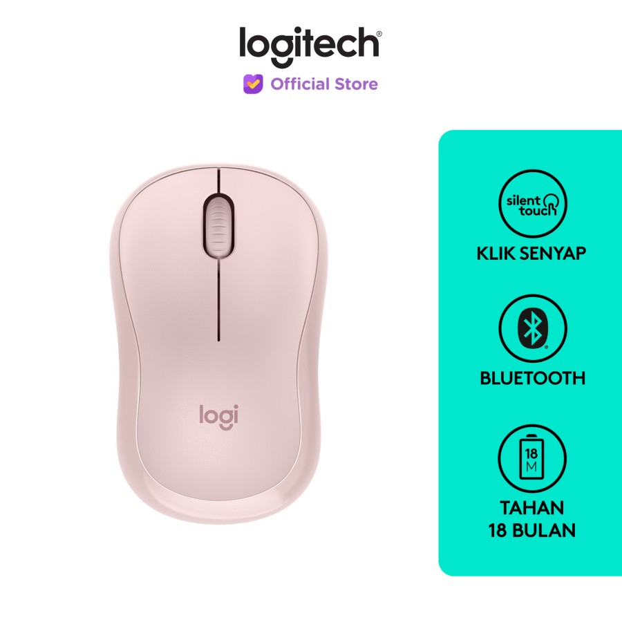Logitech Mouse M240 Wireless Bluetooth Silent Click - ROSE
