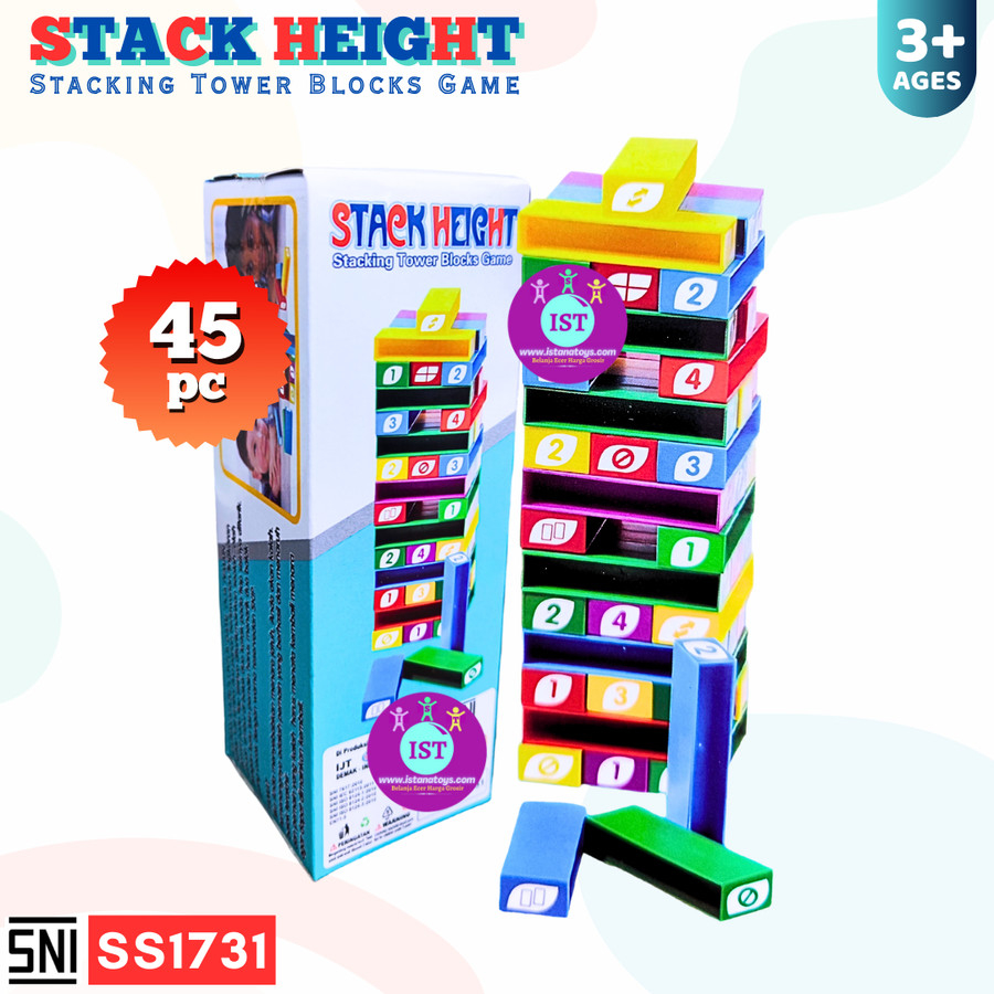 Promo Com Mainan Stack Height Tumpuk Balok 45Pcs Ss1731
