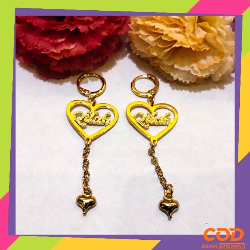 Persiasan titanium anting nama custom
