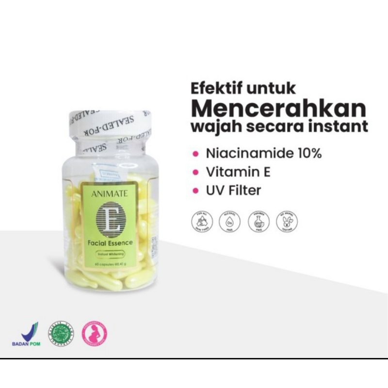 ANIMATE Facial Essense Serum Vit E. Isi 60 Kapsul