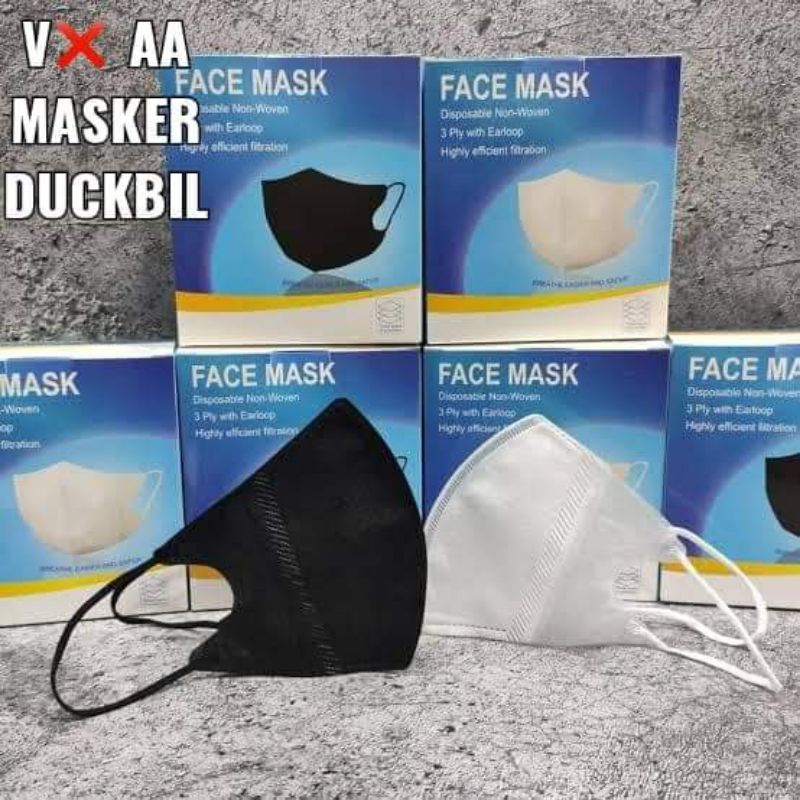 masker ducbil hitam dan putih