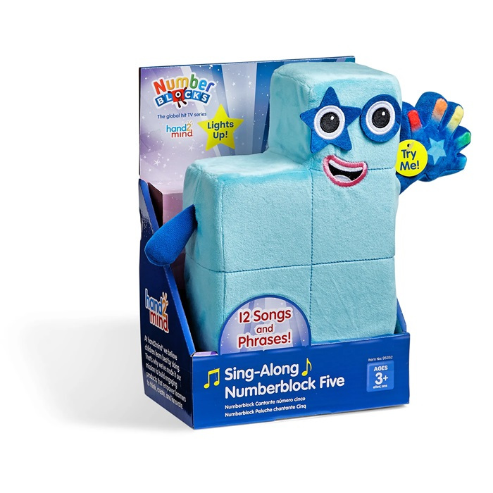 Hand2Mind Numberblocks Sing-Along Five Plush Boneka Numberblock Lima
