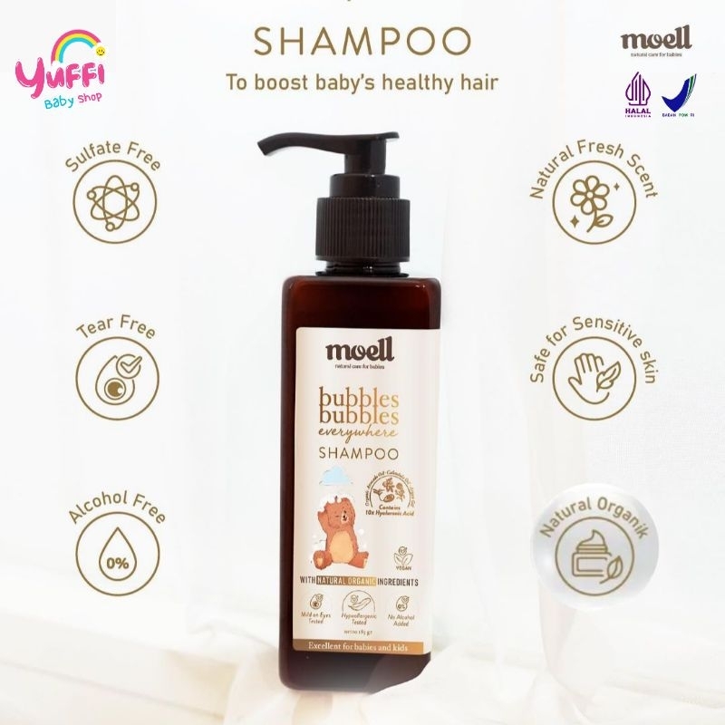 Moell Bubbles Everywhere Shampoo 185gr / Shampo Bayi / Non SLS