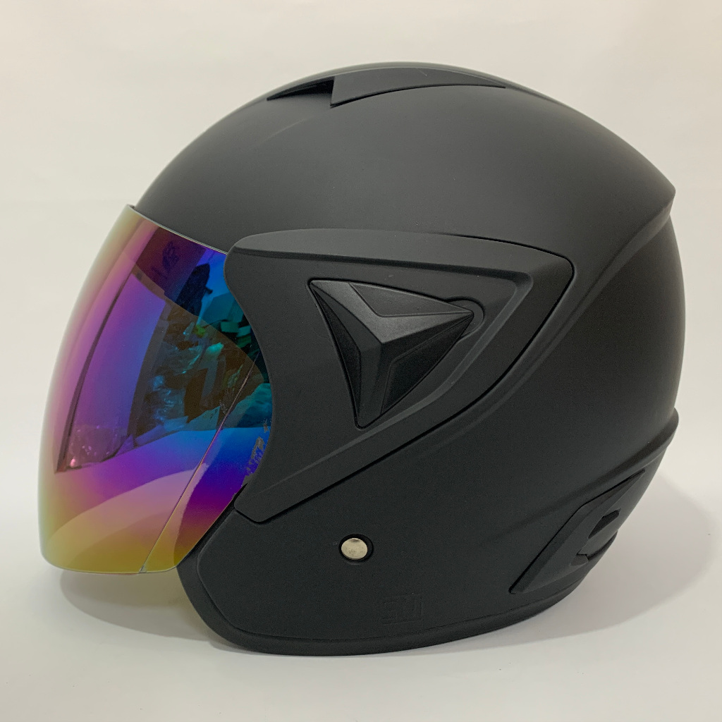 Helm JP13 Hitam Doff - Polos Solid - BXP - Single Visor - Helem SNI Dewasa Polos Solid - Helmet Mate