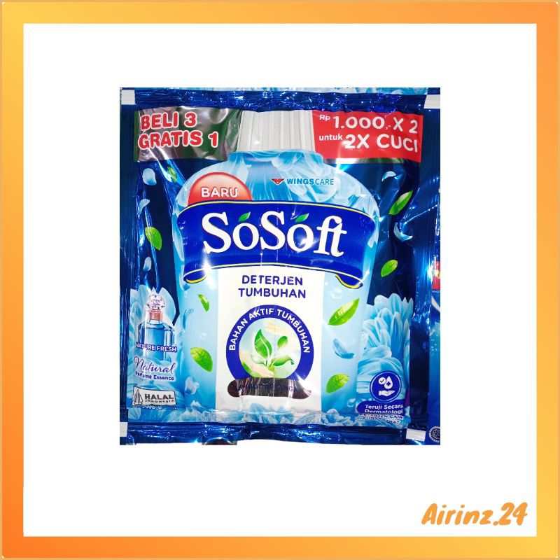 Sosoft Deterjen Cair Sachet 80ml 4pcs