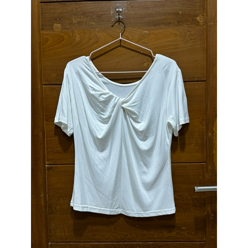Preloved White Knot Bow Top | Baju Second
