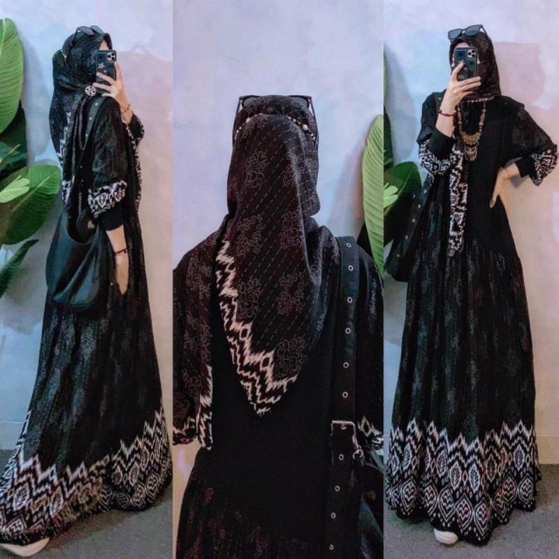 Maxi+Hijab Etnik Zigzag ( Busui)