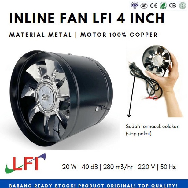 KODE D32N Duct pipe booster inline fan 4 inch