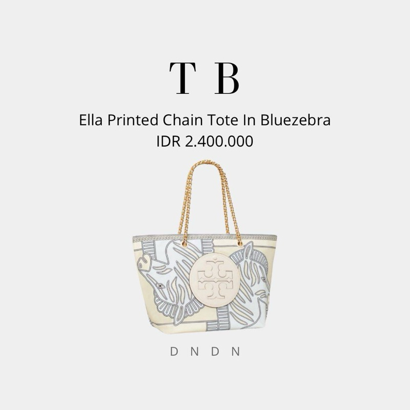 Ella Printed Chain Tote In Bluezebra