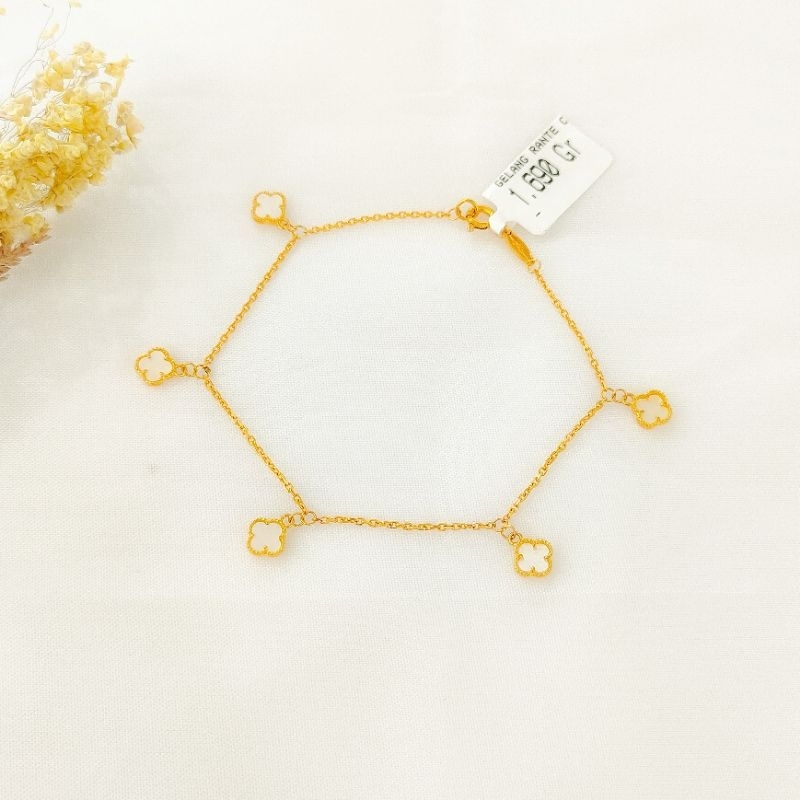 GELANG RANTAI CLOVER PUTIH