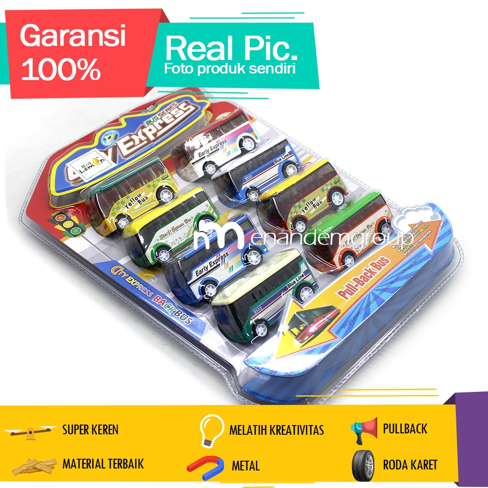 Mainan Anak Bus Express Pullback Set Isi 8