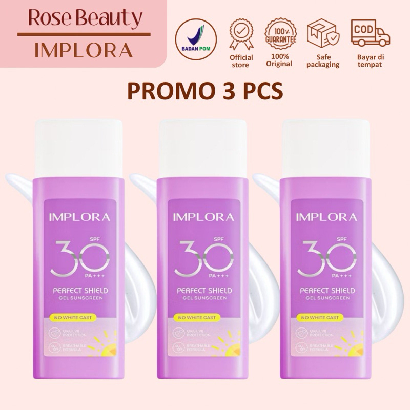 [3 PCS] Implora Perfect Shield Gel Sunscreen SPF 30 PA+++