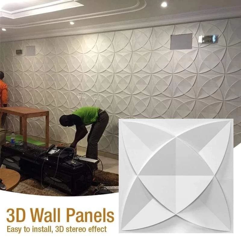 Wall Panel 3D warna putih mengkilap