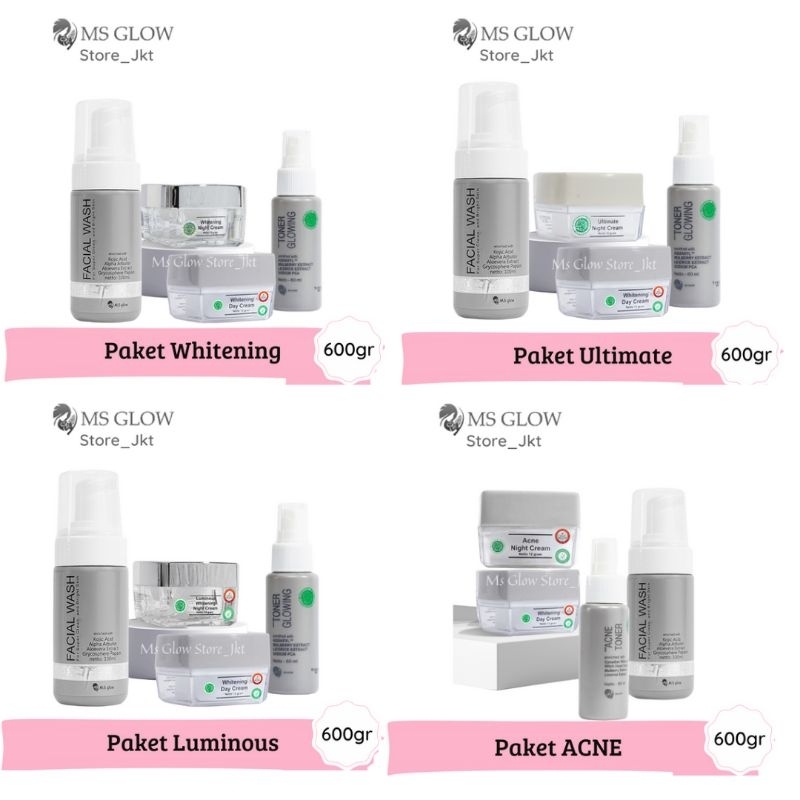 Ms Glow Paket Basic / Paket Whitening / Luminous / Ultimate / Acne