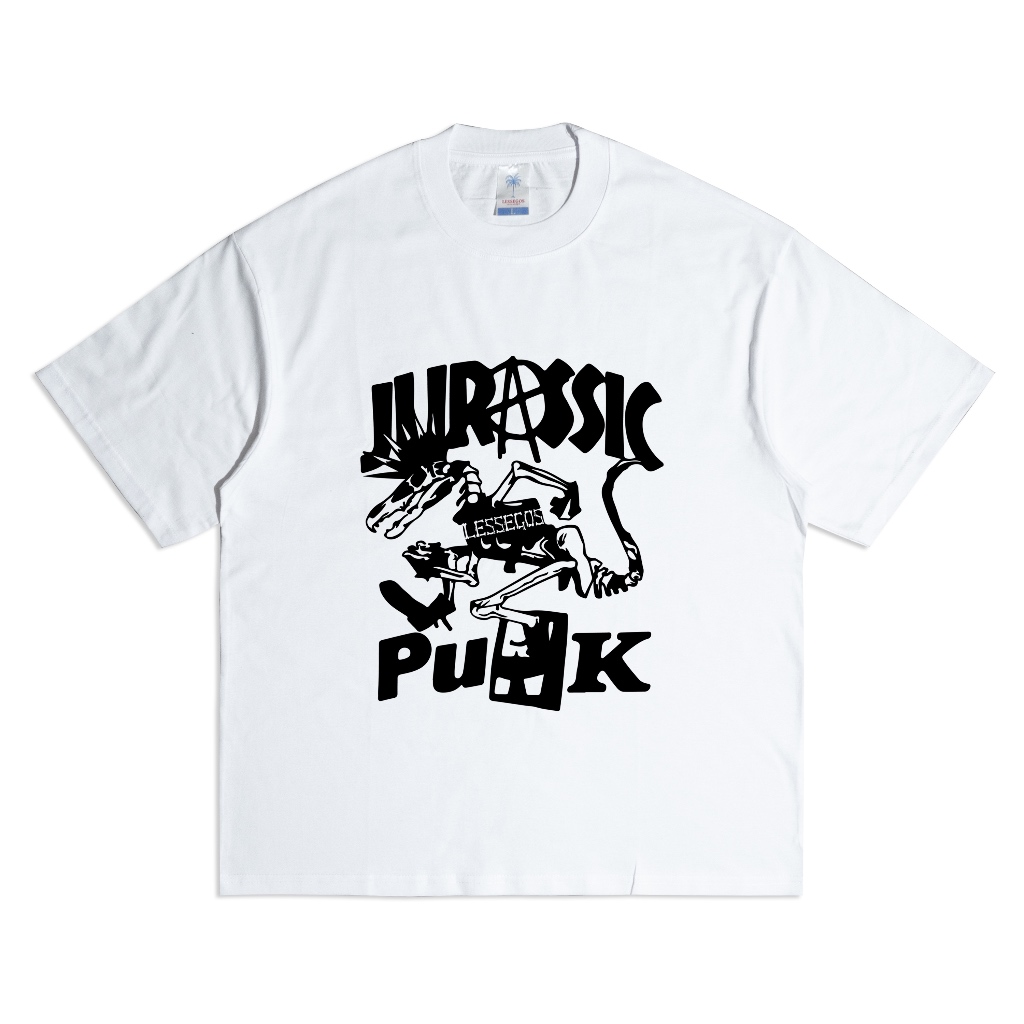 [COD] Lessegos Tshirt Oversize Putih Jurassic Punk