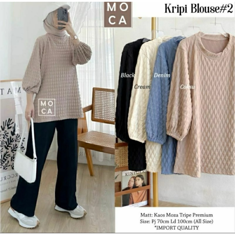 Baru Moca Tunik Bubble Wrinkle