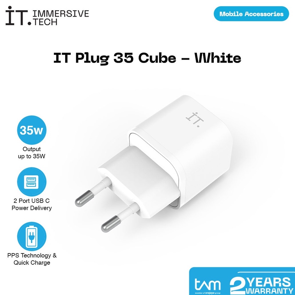 STOK TERBATAS IT Plug 35 Cube White