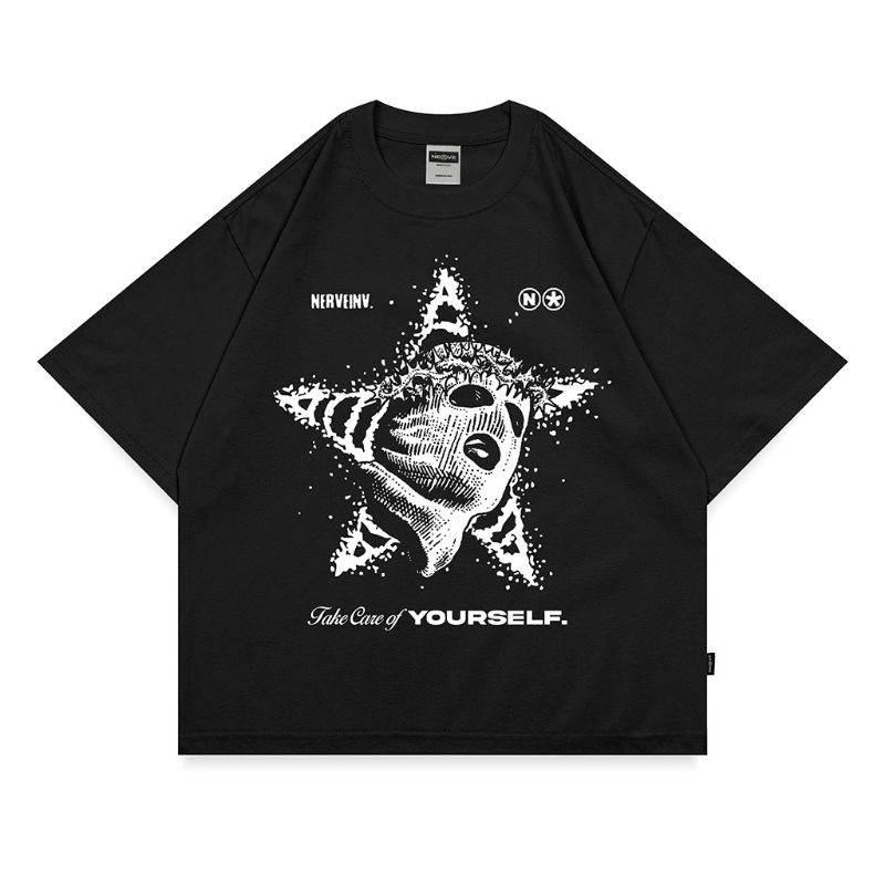 NERVEINV T-Shirt Boxy Take Care - Black