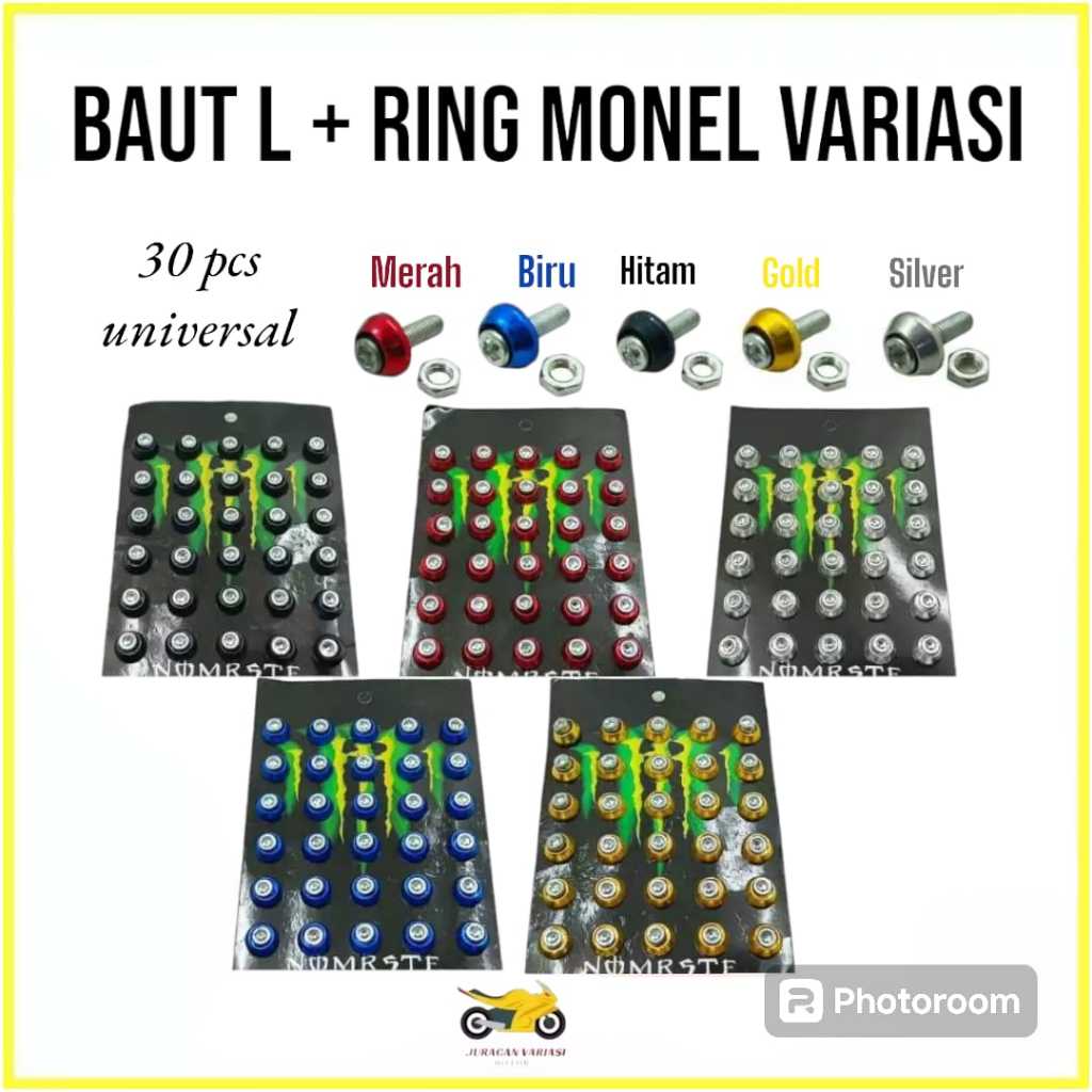 Baut L Variasi Plus Ring 30 Pcs Universal JRG55