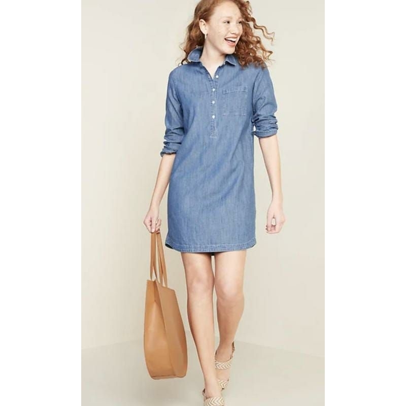 chambray short sleeve dres
