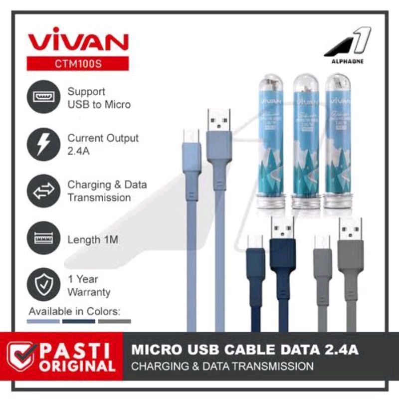 Kabel data vivan CTM100s original micro usb 2.1A