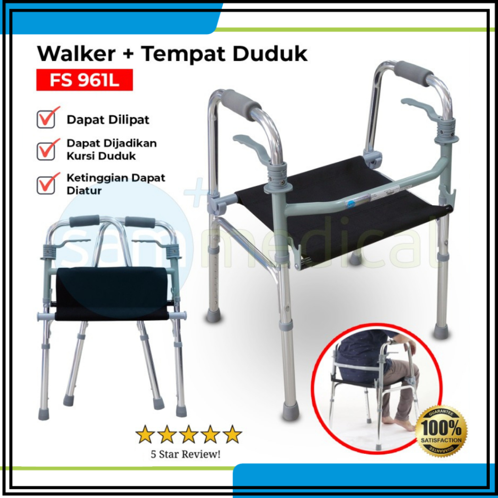 Walker + Tempat Duduk Kain Hitam