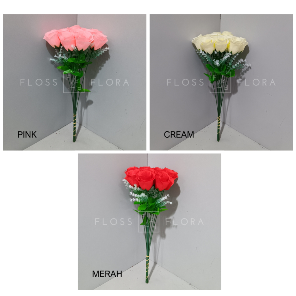Bunga Artificial / Bunga Palsu / Rose Vita 12 Pcs
