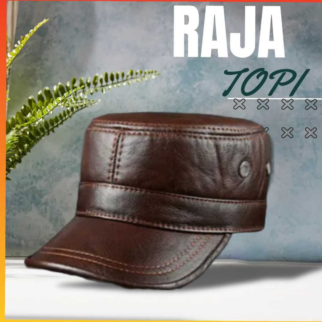 Topi komando pria kulit asli model ring