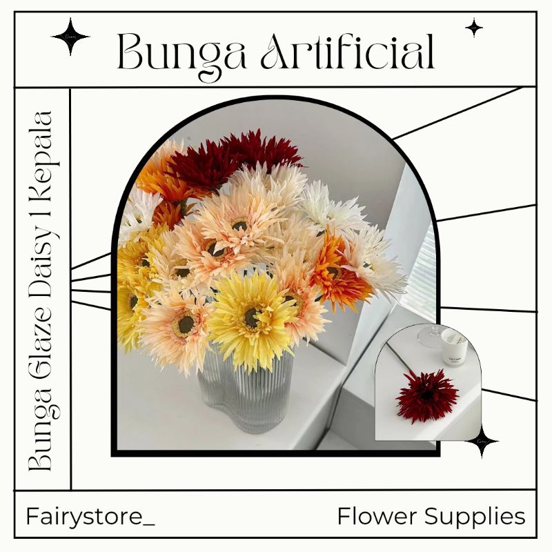 Bunga Glaze Daisy Artificial 1 Tangkai (TXM16)