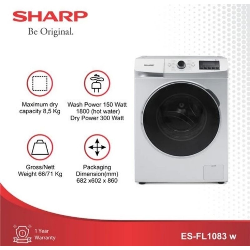 MESIN CUCI FRONT LOADING SHARP 8KG ESFL-1083 8 KG 1TABUNG FRONTLOADING