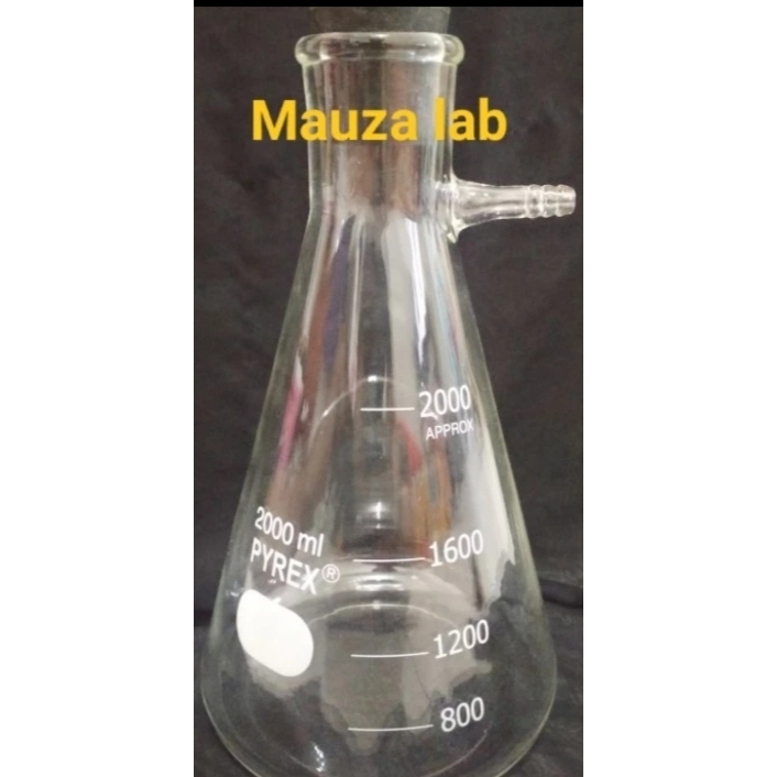 Filtering Flask 2000 ml Erlenmeyer pipa samping 2000ml pyrex