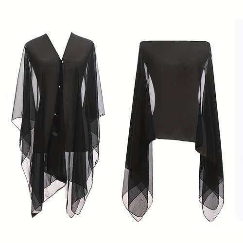 Outer blouse/ cape chiffon kancing -NS483