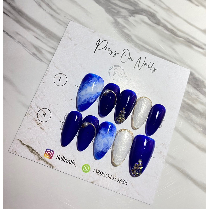 Press On Nails Navy Elegan